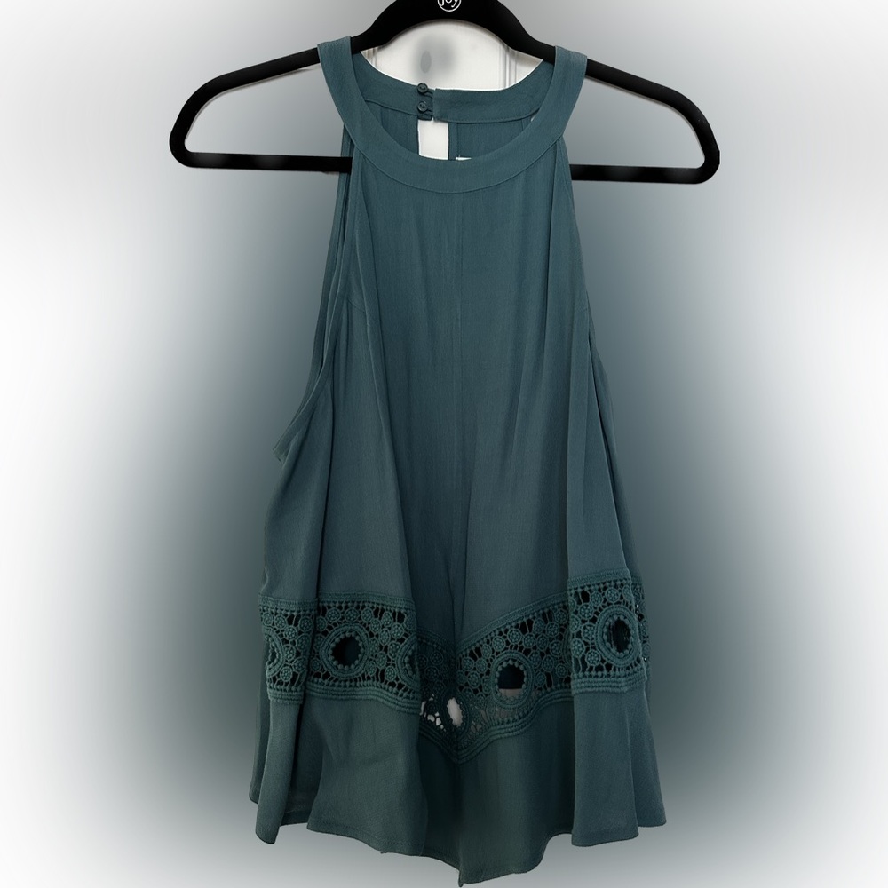 ASTR teal handkerchief style halter-neck tank
